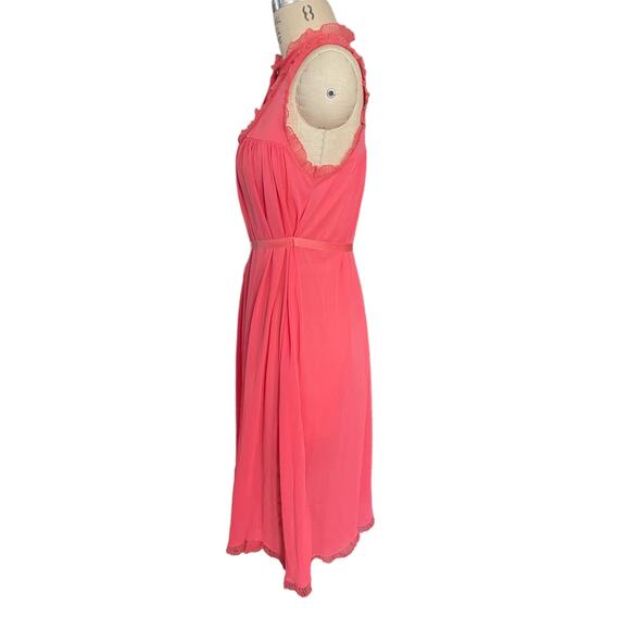 Vintage 60s Harvey Woods Salmon Pleated Sleeveless Nightgown size 34/ Small - Picture 3 of 9